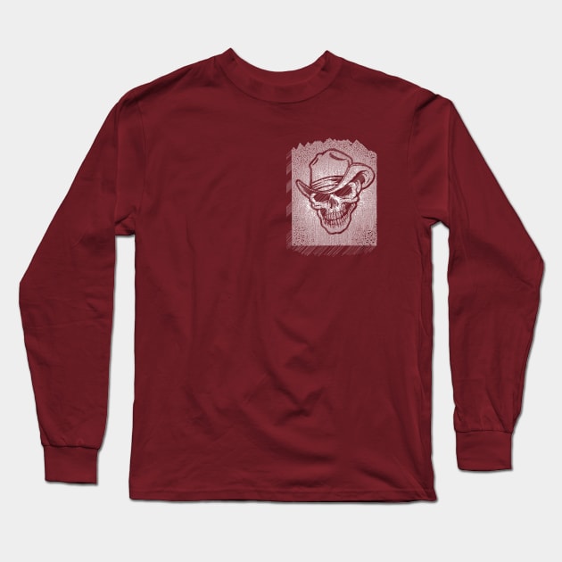 Cowboy Mountain Death Skull Pocket Design ††† 8 bit/Pixelart Long Sleeve T-Shirt by DankFutura